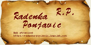 Radenka Ponjavić vizit kartica